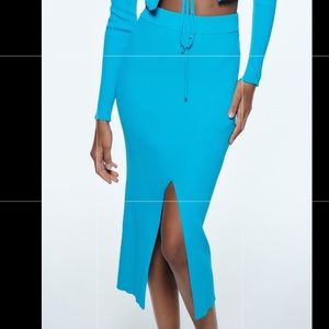 Zara Ribbed Two Piece Set in Electric Blue Top Size M, Bottom Size L